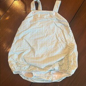 Cecil and Lou Blue and Green Plaid Boys One Piece Romper